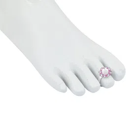Missmister Set of 2 Silver-Plated Rani Pink Meenakari Quartz Toe Ring image 3