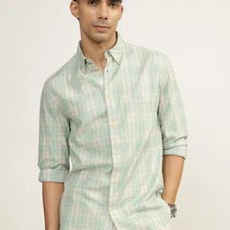 Andamen Men Premium Slim Fit Tartan Checks Opaque Checked Casual Shirt-image-13