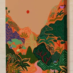 ASIAN MONK Multicoloured Single Piece Wood Floral and Botanical Wall Paintings image 5