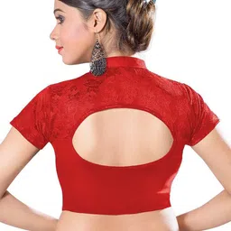 Abhi Women Floral Mandarin Collar Short Sleeves Styled Back Crop Top image 3