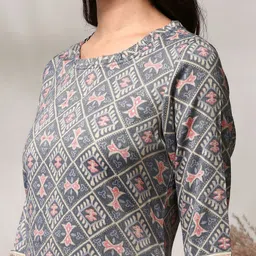 Anouk Floral Printed Regular Straight Kurta with Trousers image 2