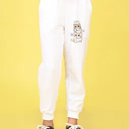 NUSYL Girls Cats Printed Cotton Mid Rise Joggers-picture-14