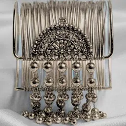 MANSIYAORANGE Set Of 2 Gold-Plated Artificial Beaded Cuff Bracelets image 5