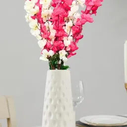 Go Hooked 2 Pieces White & Pink Blossom Artificial Flower With Pot image 3
