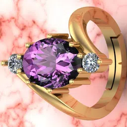 Sidharth Gems 8.25 Ratti 7.25 KT Silver Plated Amethyst Ring image 3