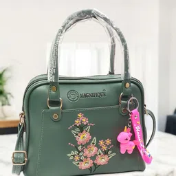 MAGNIFIQUE Women Textured Crossbody Embroidered Satchel Bag-picture-34