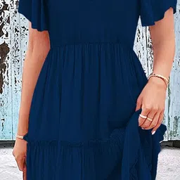 KERI PERRY Flared Sleeve Ruffled Fit & Flare Midi Dress image 5