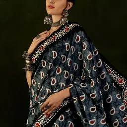 KALINI Ethnic Motifs Silk Cotton Bhagalpuri Saree-image-8