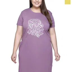 IN Love Pack of 2 Women Plus Size Front Printed Cotton Nighty Chemise-picture-24