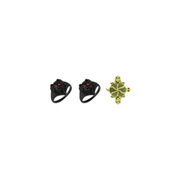 Dynamic Retail Global Set of 3 Ring for Men, Black-Green Alloy Ring ()-picture-26