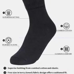 Akeeta Pack of 3 Black Plain Calf Length Socks image 3