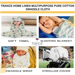Trance Home Linen Kids Pack Of 4 Printed Swaddle Cloth image 2