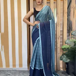 V3 FASHION STUDIO Striped Pure Chiffon Ready to Wear Jamdani Saree-picture-24