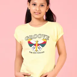V-Mart Girls Printed Extended Sleeves Applique T-shirt image 2