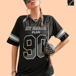 Dreambe Women 2 Colourblocked Hooded Applique T-shirt-image-26