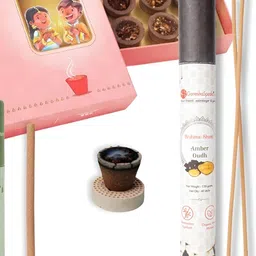 GaneshaSpeaks 55-Pcs Brown Rose Dhoop Cup & Jasmine Dhoop Stick, Amberoud Incense Stick-image-49