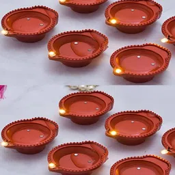 Heaven Decor 12Pcs Brown Textured Water Sensor LED Light Diyas image 1