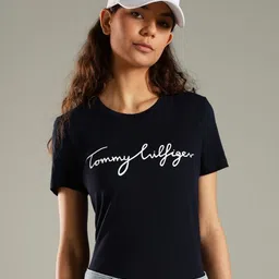 Tommy Hilfiger Typography Printed Round Neck Slim Fit Cotton T-shirt-picture-28