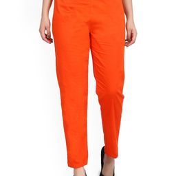SRISARAS Women Slim Fit Mid Rise Cotton Cigarette Trousers-picture-29