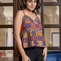 KALINI Print Cotton Peplum Top image 5