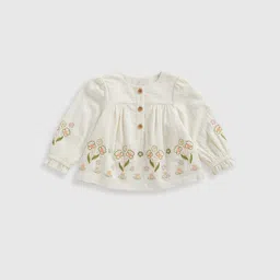 mothercare Girls Floral Embroidered Round Neck Cotton Top-image-32