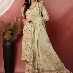 Anouk Women Floral Printed Cotton Kurta with Trousers & Dupatta image 5