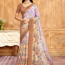 LeeliPeeri Designer Floral Poly Crepe Saree-image-96