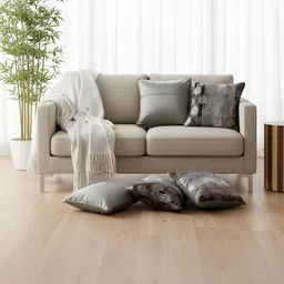 INDHOME LIFE Grey Set Of 3 Embroidered Velvet Square Cushion Covers image 4