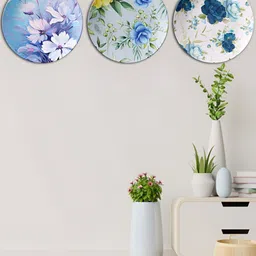 THE QUIRKY HOME 3Pcs White & Green Printed Ceramic Premium Decorative Wall Decors-image-11