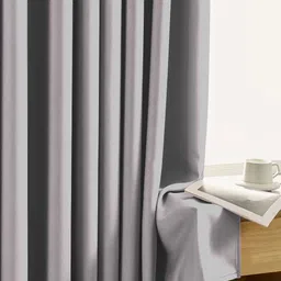 myntra elegant homes Aura Grey Set of 2 Black Out Window Curtain image 3