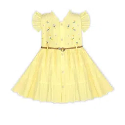 SNAZZYGIRL Cotton Knee Length Floral Embroidered Fit & Flare Dress-picture-32