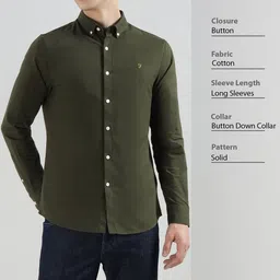Farah Men Solid Button-Down Collar Cotton Casual Shirt image 2