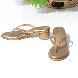 Kneetoes Women Crystal Studded Cylindrical Heel Thong Sandals-image-74