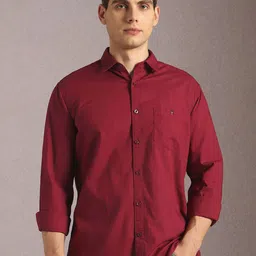 Louis Philippe Jeans Spread Collar Cotton Slim Fit Shirt-image-7
