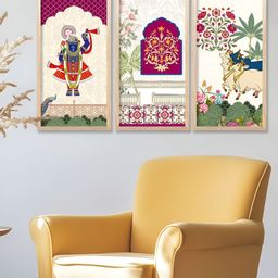 Kotart Brown & Beige 3 Pieces Floral and Botanical Wooden Wall Paintings-picture-15