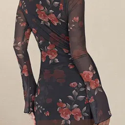 StyleCast x Revolte Print Bell Sleeve Bodycon Dress image 3