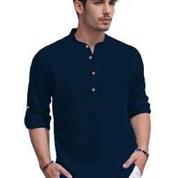 Yugnik Mandarin Collar Roll-Up Sleeves Straight Short Kurta-picture-15