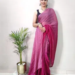 HERE&NOW Striped Pure Chiffon Ready to Wear Saree-picture-13