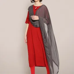 Dupatta Bazaar Solid Chiffon Dupatta With Taping Border image 4