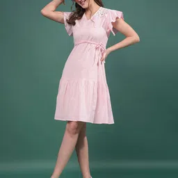 Crimsoune Club Women Flutter Sleeve A-Line Dress-image-18
