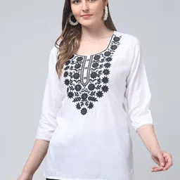 ERUDITE CLUB Floral Embroidered Thread Work Thread Work Kurti-picture-16