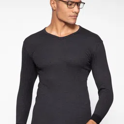 MACHO Men Ribbed Long Sleeves V-Neck Thermal Tops-picture-24