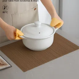 OBSESSIONS 6-Pcs Brown Rectangle PVC Waterproof Dining Table Placemats image 4