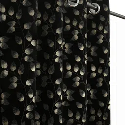 GEET CREATIONS Black Set of 2 Floral Window Curtain image 3