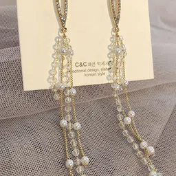 PolluxCraft Gold-Plated Pearls Beaded Contemporary Drop Earrings-picture-29