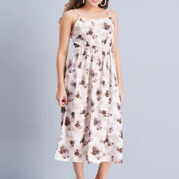 CROWN CREATION Floral Print Crepe Fit & Flare Midi Dress image 5