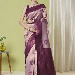 DIVASTRI Woven Design Zari Silk Blend Banarasi Saree-picture-22