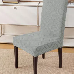 HOUSE OF QUIRK 8-Pcs Grey Patterned 220 GSM Chair Covers image 3