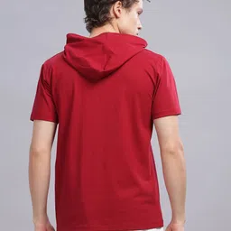 SOLACEACTIVE Men Printed Hooded Drop-Shoulder Sleeves Regular Fit T-shirt image 2