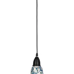 1ST TIME White & Blue Textured Bell Shaped Hanging Ceiling Lamp-picture-36